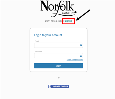Sign up link