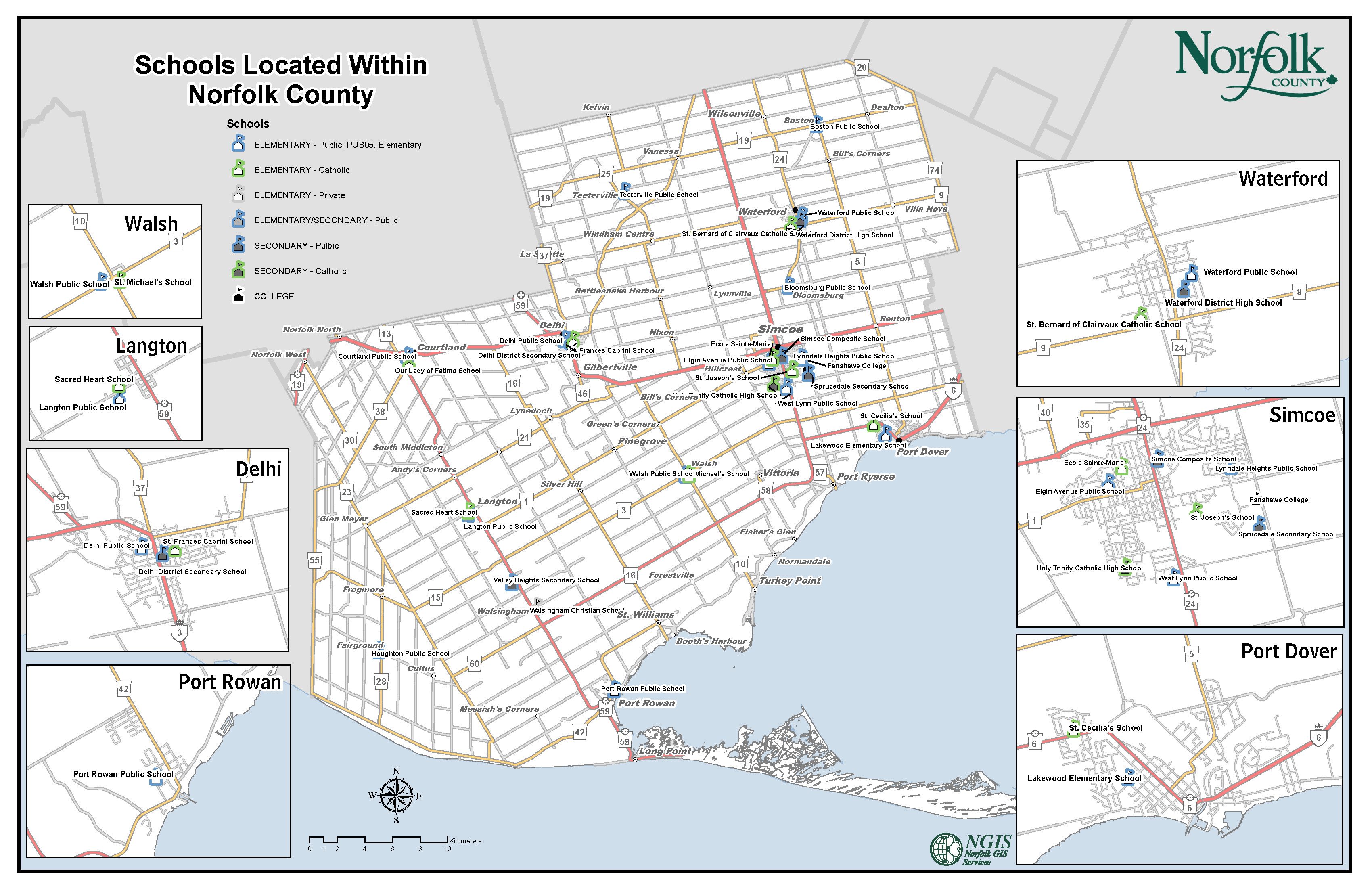 Norfolk County schools map