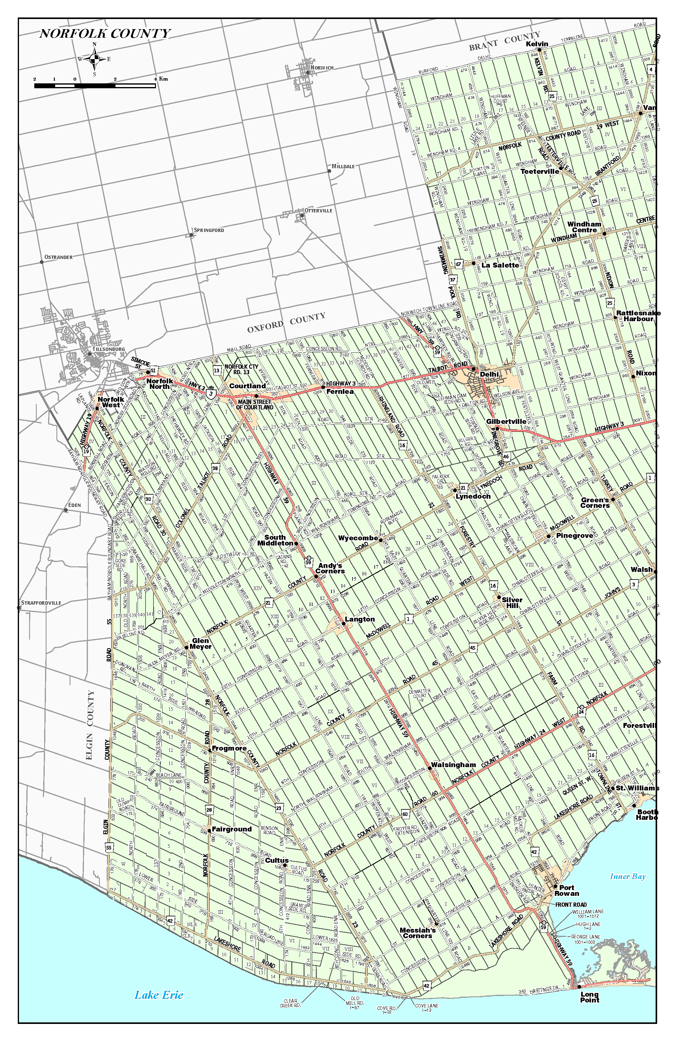 Norfolk County west address range map