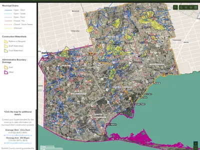 Municipal drainage construction dashboard map