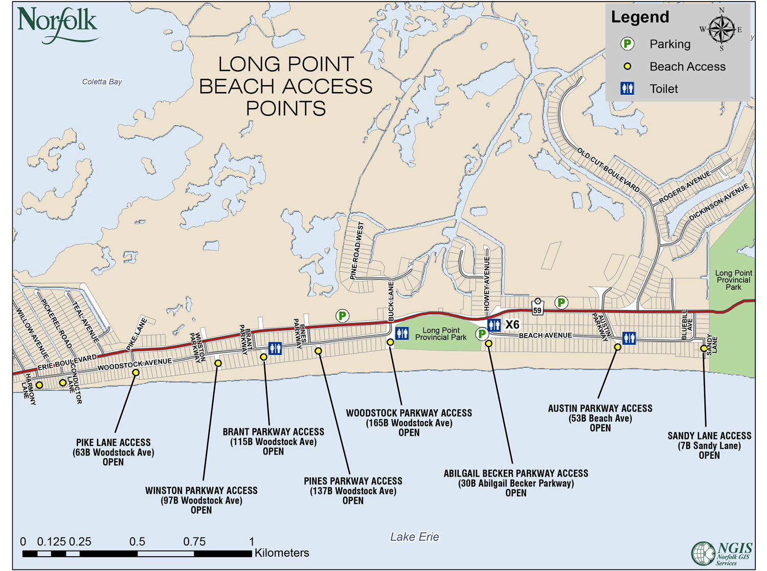Long Point beach access points