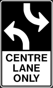 sign for centre lane only