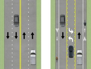 diagram of two way left turn lanes