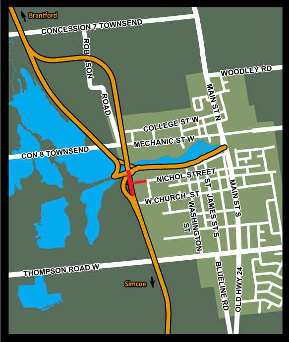 Map of trail closure in Waterford