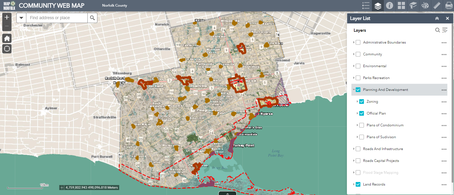 GIS mapping with zoning layer turned on